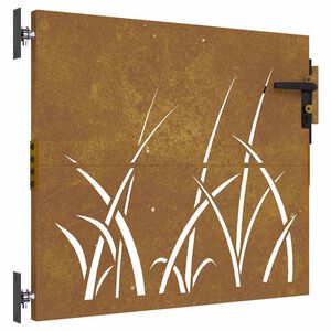 vidaXL Port&atilde;o de jardim 85x75 cm a&ccedil;o corten design erva