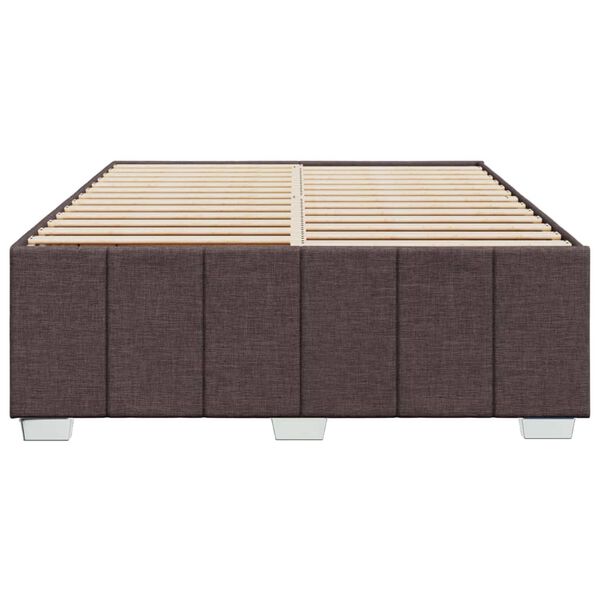 vidaXL Estrutura de cama sem colch&atilde;o 140x190 cm tecido castanho-escuro