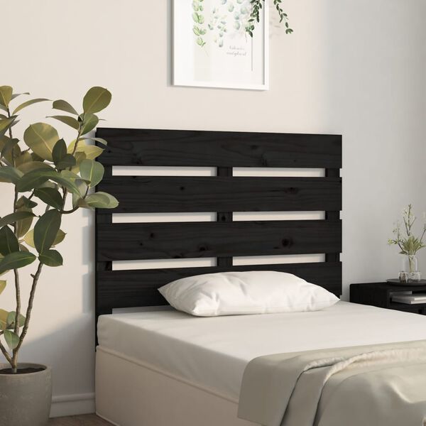 vidaXL Cabeceira de cama 100x3x80 cm pinho maciço preto