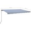 vidaXL Toldo autom. com LED e sensor de vento 500x350 cm azul/branco