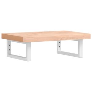 vidaXL Prateleira de parede p/ lavat&oacute;rio a&ccedil;o/madeira de faia maci&ccedil;a