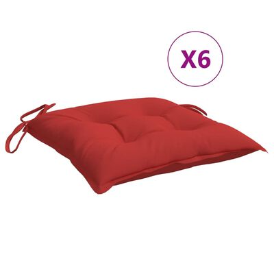 vidaXL Almofadões de cadeira 6 pcs 40x40x7 cm tecido oxford vermelho