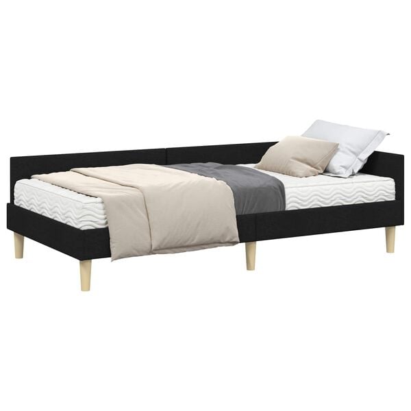 vidaXL Estrutura de Cama de Canto com Colch&atilde;o 2 pcs Verde tecido