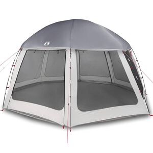 vidaXL Tenda para piscina c/ mosca amov&iacute;vel e paredes de rede cinzento