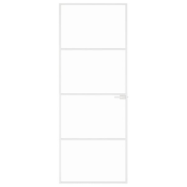 vidaXL Porta interior 76x201,5cm vidro temperado/alum&iacute;nio fino branco