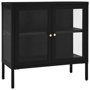 vidaXL Aparador 70x35x70 cm vidro e a&ccedil;o preto