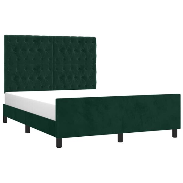 vidaXL Estrutura de cama sem colch&atilde;o 140x200 cm veludo verde-escuro