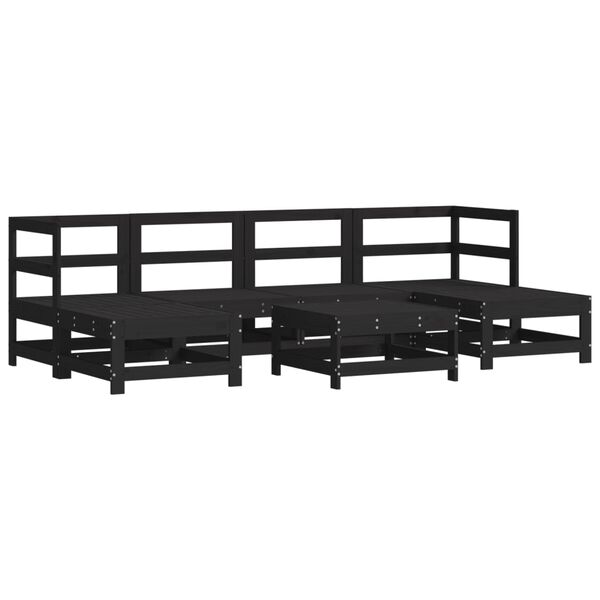 vidaXL 7 pcs conjunto lounge jardim c/ almofad&otilde;es madeira maci&ccedil;a preto