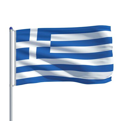 vidaXL Bandeira da Grécia com mastro de alumínio 6 m