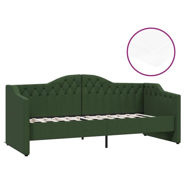 vidaXL Sof&aacute;-cama c/ colch&atilde;o e sa&iacute;da USB 90x200 cm tecido verde-escuro
