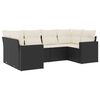 vidaXL 6 pcs conjunto sof&aacute;s de jardim c/ almofad&otilde;es vime PE preto