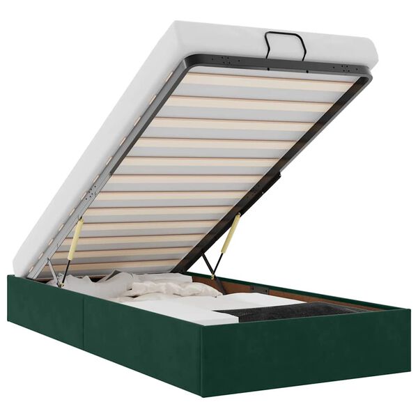 vidaXL Ottoman Bed Frame Sem Colch&atilde;o Verde Escuro 100x200 cm Veludo