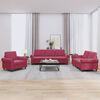 vidaXL 3 pcs conjunto de sof&aacute;s com almofad&otilde;es veludo vermelho tinto