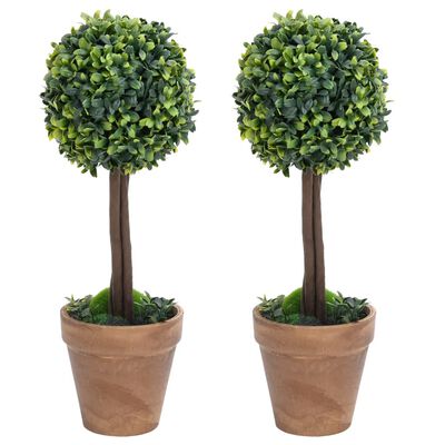 vidaXL Plantas bolas de buxo artificiais c/ vasos 2 pcs 41 cm verde