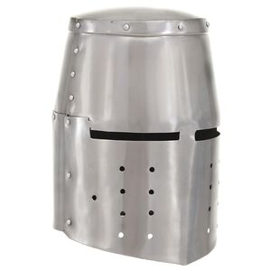 vidaXL Capacete de cavaleiro medieval r&eacute;plica LARP a&ccedil;o prateado