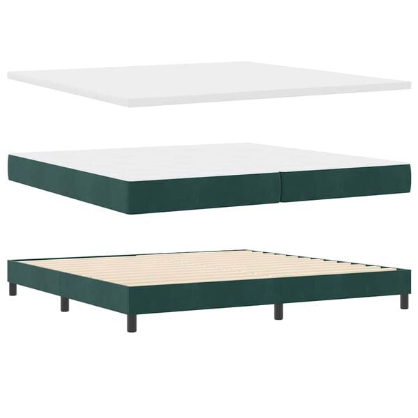 vidaXL Cama Box com colch&atilde;o Verde Escuro 200 x 200 cm Veludo