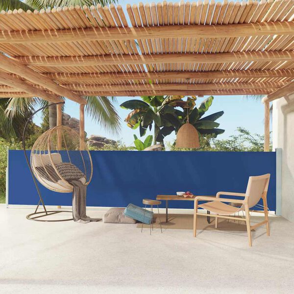 vidaXL Toldo lateral retr&aacute;til para p&aacute;tio 117x600 cm azul