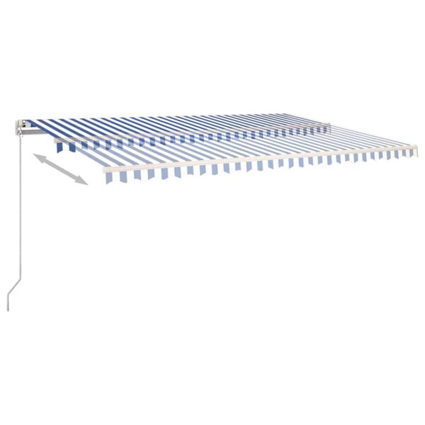 vidaXL Toldo retrátil manual com LED 500x350 cm azul e branco