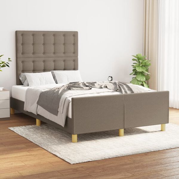 vidaXL Estrutura cama sem colch&atilde;o 120x200 cm tecido cinza-acastanhado
