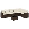 vidaXL 8 pcs conjunto sof&aacute;s de jardim c/ almofad&otilde;es vime PE castanho