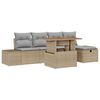 vidaXL Conjunto de Sof&aacute; de Jardim 6 pcs Bege vime PE