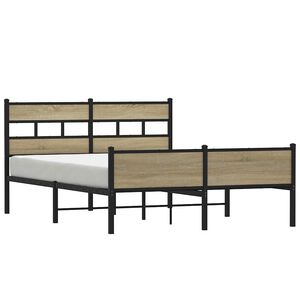vidaXL Estrutura de cama sem colch&atilde;o 160x200cm metal carvalho sonoma
