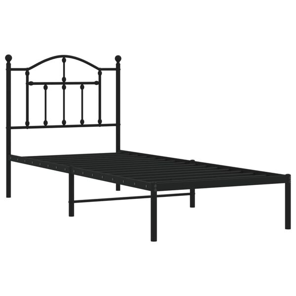 vidaXL Estrutura de cama com cabeceira 90x200 cm metal preto