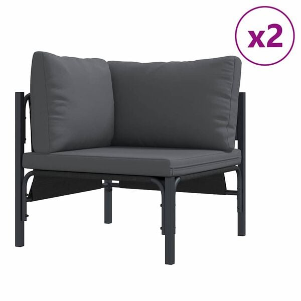 vidaXL Conjunto de Sofá de Jardim 7 pcs Cinzento-escuro Aço
