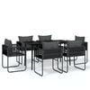 vidaXL 7 pcs conjunto de jantar para jardim preto