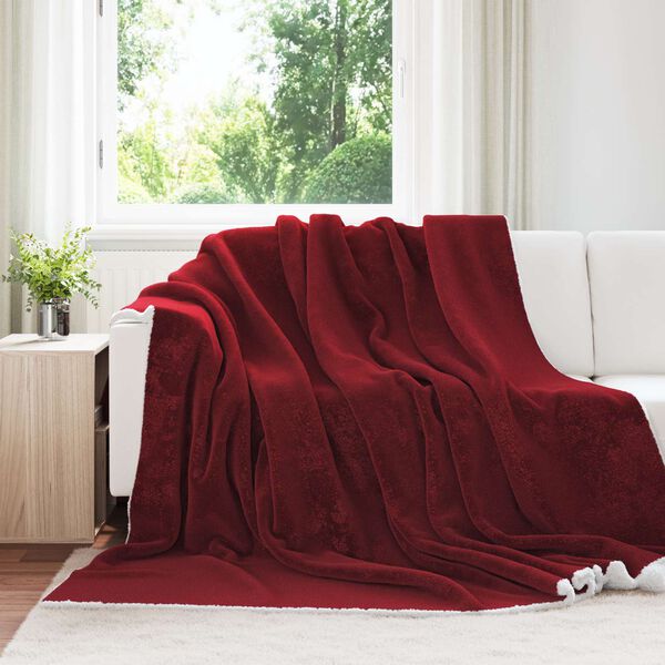 vidaXL Cobertor Vermelho Bordeaux 240 x 270 cm L&atilde;