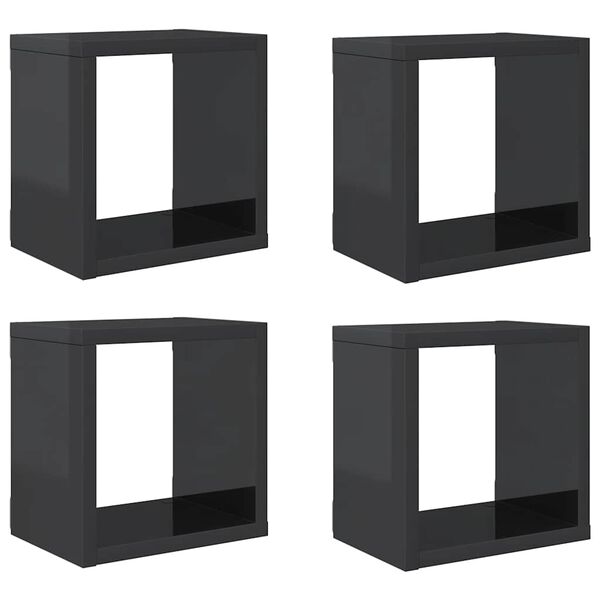 vidaXL Prateleiras parede forma de cubo 4 pcs 22x15x22 cm cinza brilh.