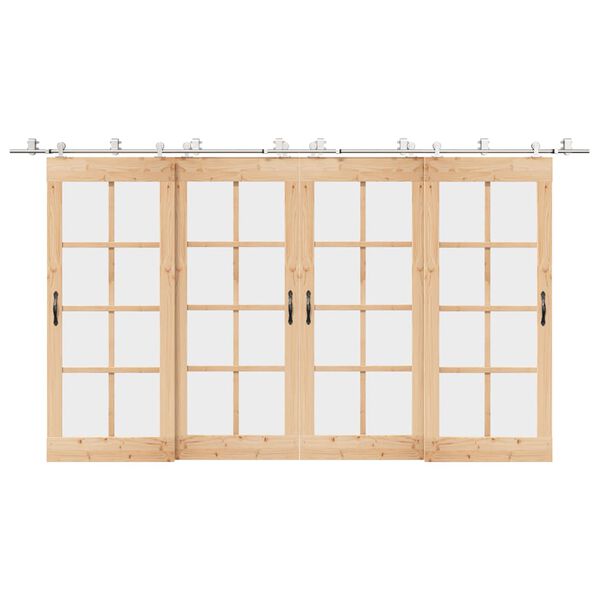 vidaXL Kit ferragens p/ porta deslizante 200cm aço inoxidável prateado