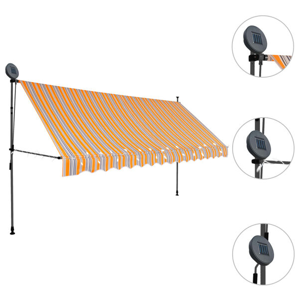 vidaXL Toldo retrátil manual com LED 400 cm amarelo e azul