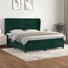 vidaXL Cama com molas/colch&atilde;o 160x200 cm veludo verde-escuro