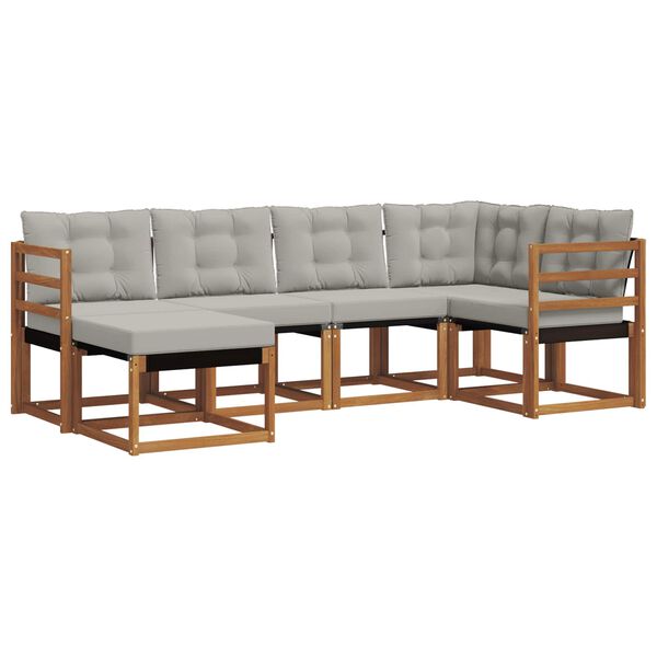 vidaXL Conjunto de Sof&aacute;s para Exterior 6 pcs Cinza Natural e Claro