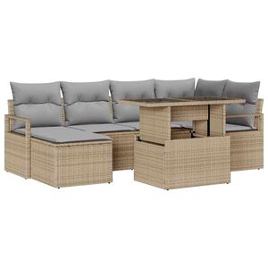 vidaXL Conjunto de Sof&aacute; de Jardim 7 pcs Bege Rattan Sint&eacute;tico