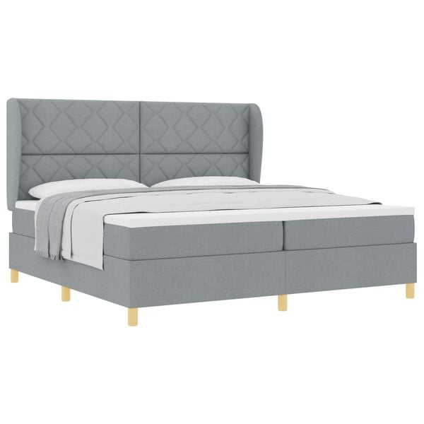 vidaXL Cama Box Springs com Colch&atilde;o Cinza Escuro 90x190 cm tecido
