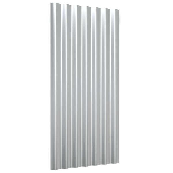 vidaXL Pain&eacute;is de telhado 12 pcs 80x36 cm a&ccedil;o galvanizado prateado