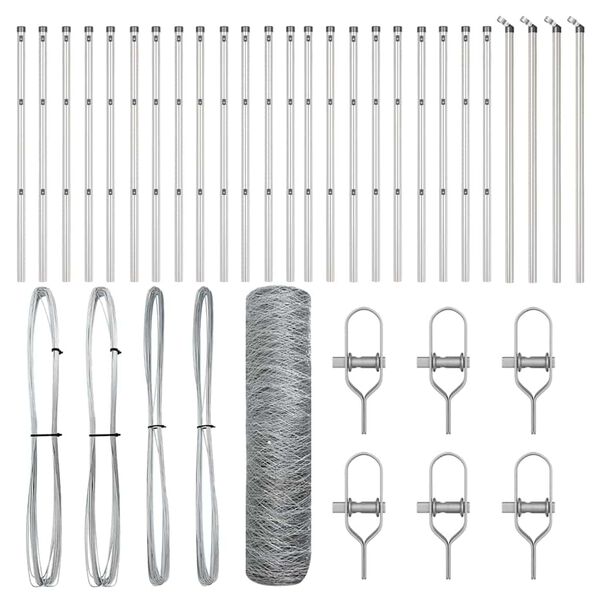 vidaXL Poste de Cerca Prateado 50 x 0,8 m (malha de 36 mm) A&ccedil;o