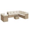 vidaXL 10 pcs conjunto de sof&aacute;s p/ jardim com almofad&otilde;es vime PE bege