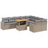 vidaXL 10 pcs conjunto de sof&aacute;s p/ jardim com almofad&otilde;es vime PE bege