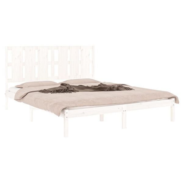 vidaXL Estrutura de cama king 150x200 cm madeira maciça branco