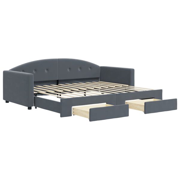 vidaXL Sofá-cama c/ gavetão e gavetas 90x200 cm veludo cinzento-escuro