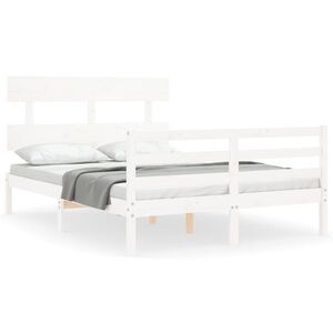 vidaXL Estrutura de cama com cabeceira 120x200cm madeira maci&ccedil;a branco