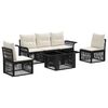 vidaXL Conjunto de Sof&aacute; de Jardim 6 unid. Preto e Branco Creme vime PE