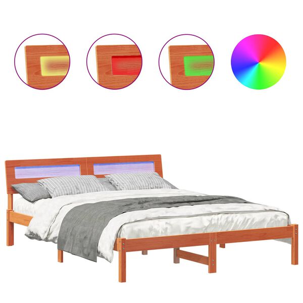 vidaXL Estrutura da Cama com cabeceira Marrom Cera 150 x 200 cm