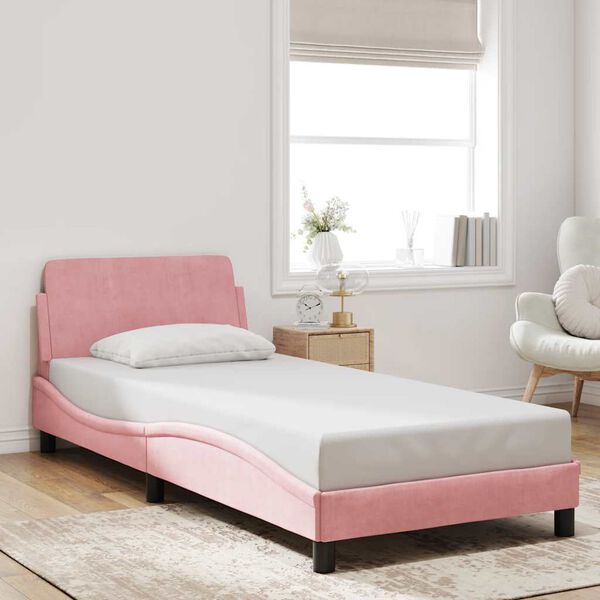 vidaXL Estrutura de cama com cabeceira Dover 80x200 cm veludo rosa