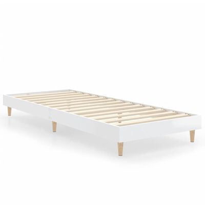vidaXL Estrutura cama 75x190 cm derivados de madeira branco brilhante