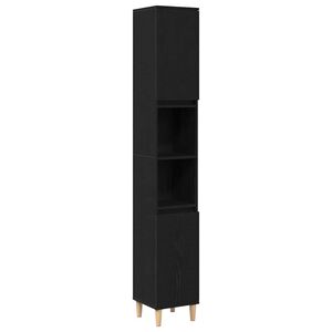 vidaXL Arm&aacute;rio de Banheiro com porta Carvalho Preto 30 x 30 x 190 cm