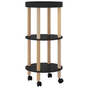 vidaXL Carrinho 3 prateleiras 38x38x82 cm deriv. madeira/pinho preto